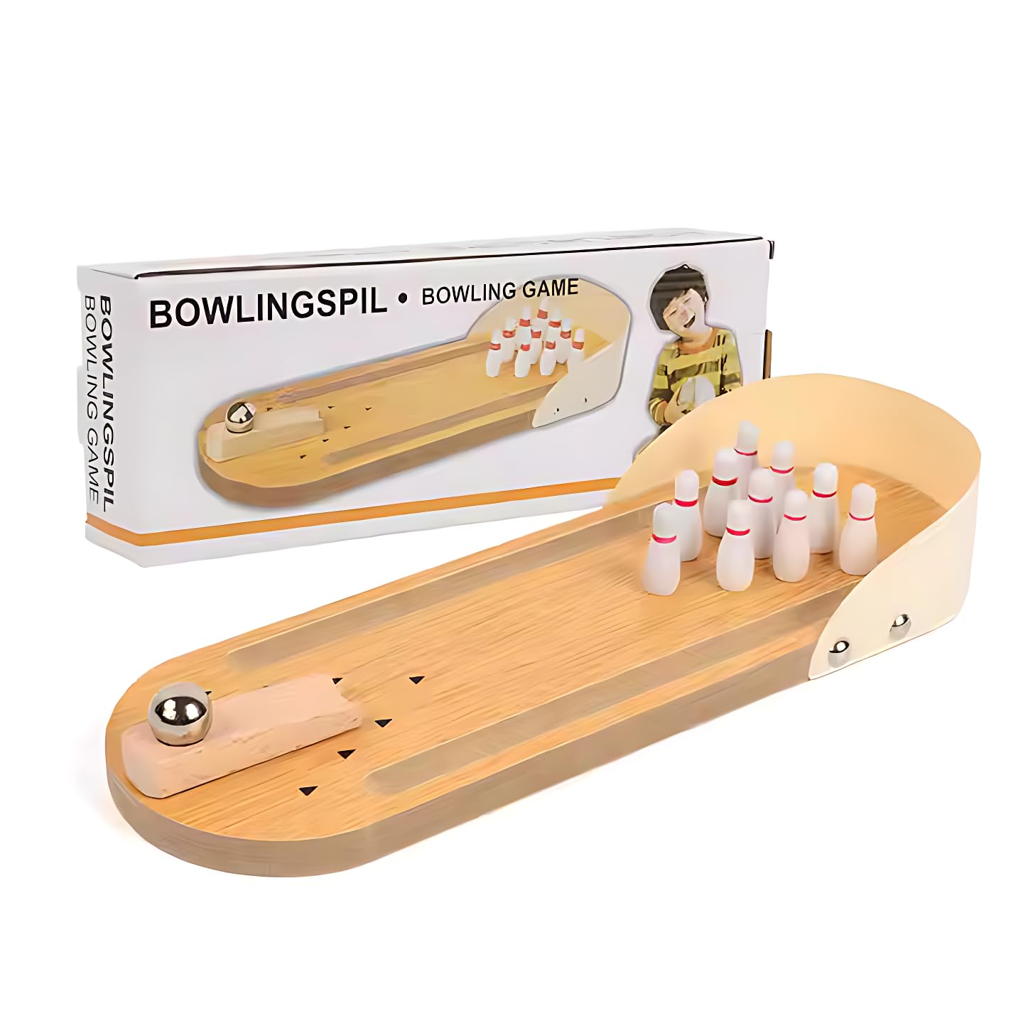 MARA BOMMAI Mini Desktop Bowling Game Set, Wooden Alley with 10 Pins and Metal Ball | Parent-Child Indoor Entertainment Game | Perfect for Kids Above 4 Year Old - Image 6 thumbnail