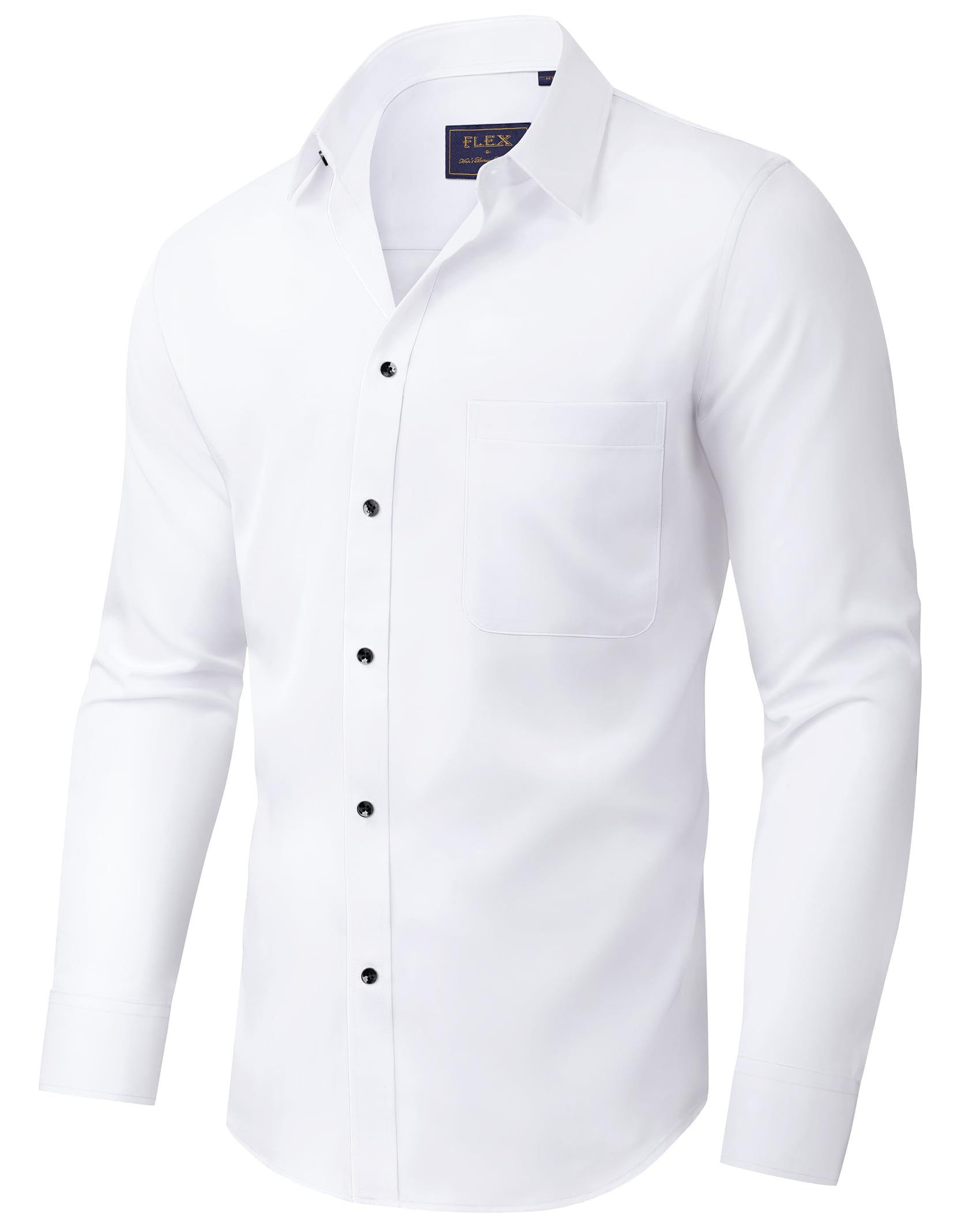 siliteelon Hemd Herren Bügelfrei Business Herren Hemden Langarm Weiss Stretch Anzug Hemd Regular Fit Herrenhemd Baumwolle Freizeithemd Businesshemd Arbeit Hochzeit Party mit Tasche