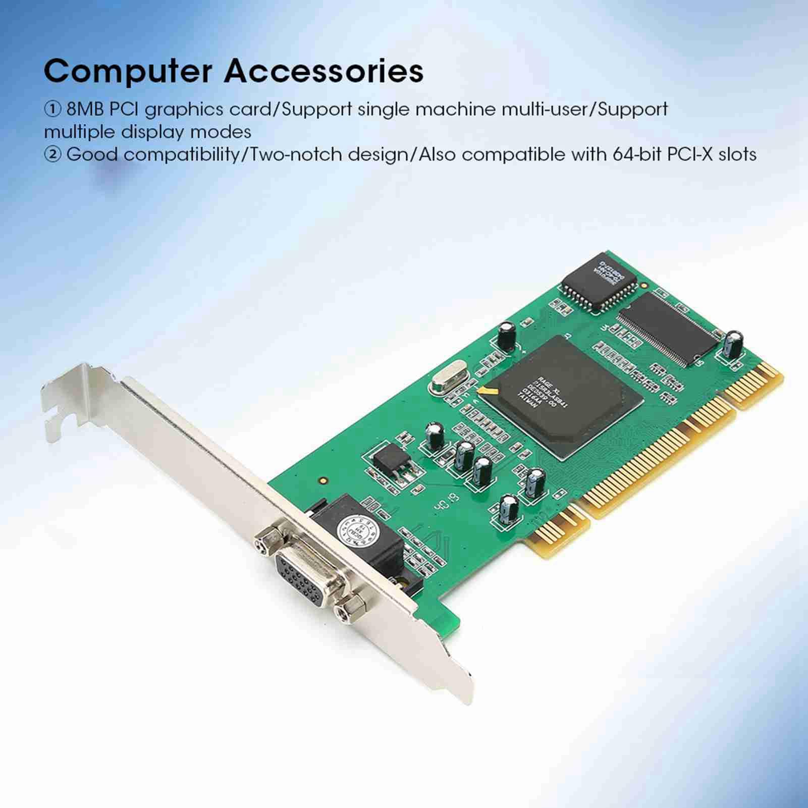 Scheda Grafica Vga PCI 8MB 32Bit Accessori per Computer Desktop Multi Display per ATI Rage XL Scheda Video PCI Vga Multidisplay Grafica PCI da 8 MB Tipo di Interfaccia e Aiuta Il