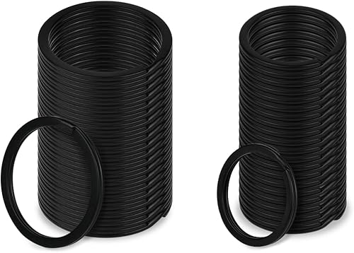 DS. DISTINCTIVE STYLE ACE SELECT - Juego de 40 llaveros redondos planos de 1 y 1.25 pulgadas, anillo dividido de metal para llave de coche de casa,