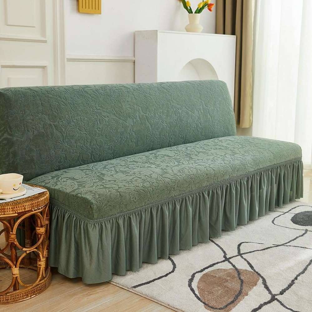 Housse clic clac avec jupe jacquard extensible S 150-190cm vert