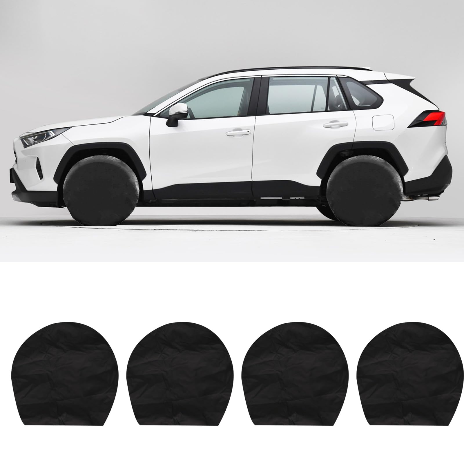 Ramuel 4-Piece Tire Cover Set – Universal Fit 24-26 Inch, UV & Waterproof, Black