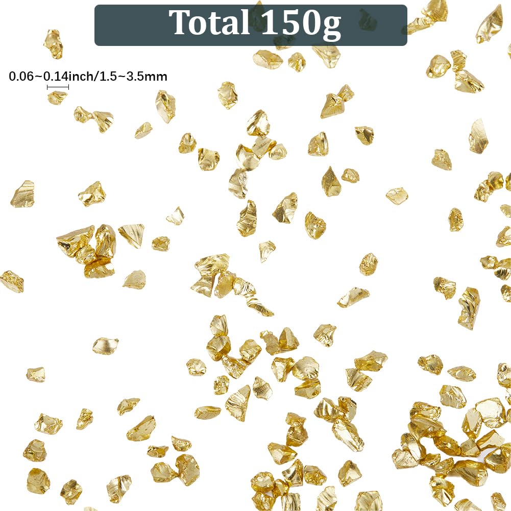 SUNNYCLUE 1 boîte de 150G de Copeaux de Verre Dorés Écrasés en Vrac Irréguliers Cassés Épais Paillettes Métalliques Petites Pièces de Décoration à Paillettes pour Nail Art Remplissage de Vase Fabricat