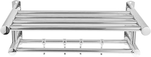 Toallero de baño con,Toallero de baño doble con estante, Toallero doble montado en la pared con estante Estante de baño de hotel de acero