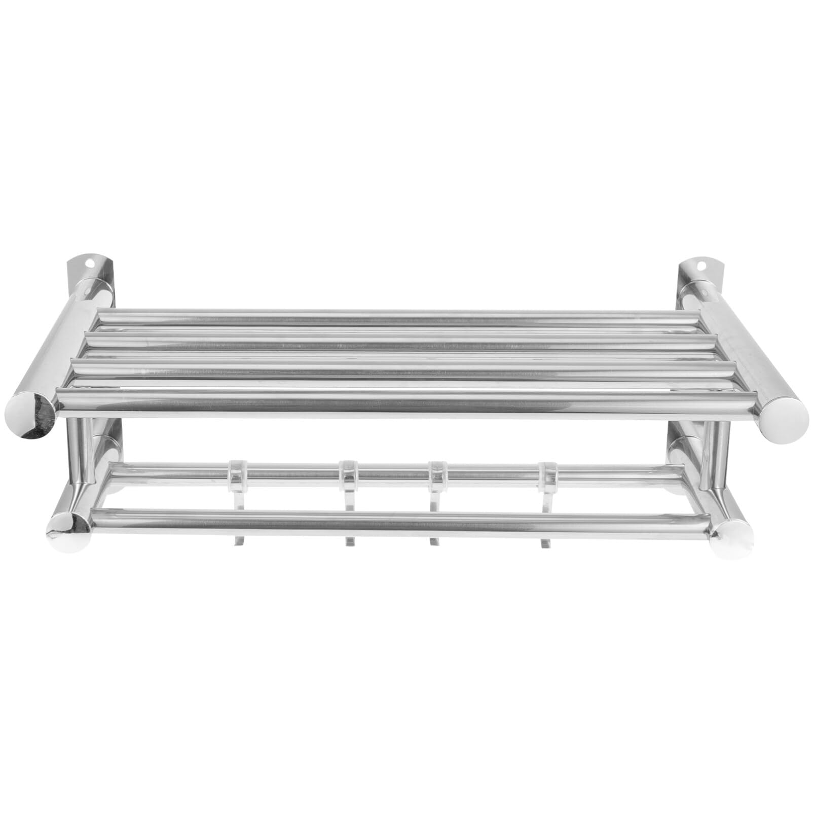 OSALADI Bathroom Towel Rack with,Double Bathroom Towel Rack with Shelf,Wall Mounted Double Towel bar with Shelf Stainless Steel Hotel Bath Rack,Silver