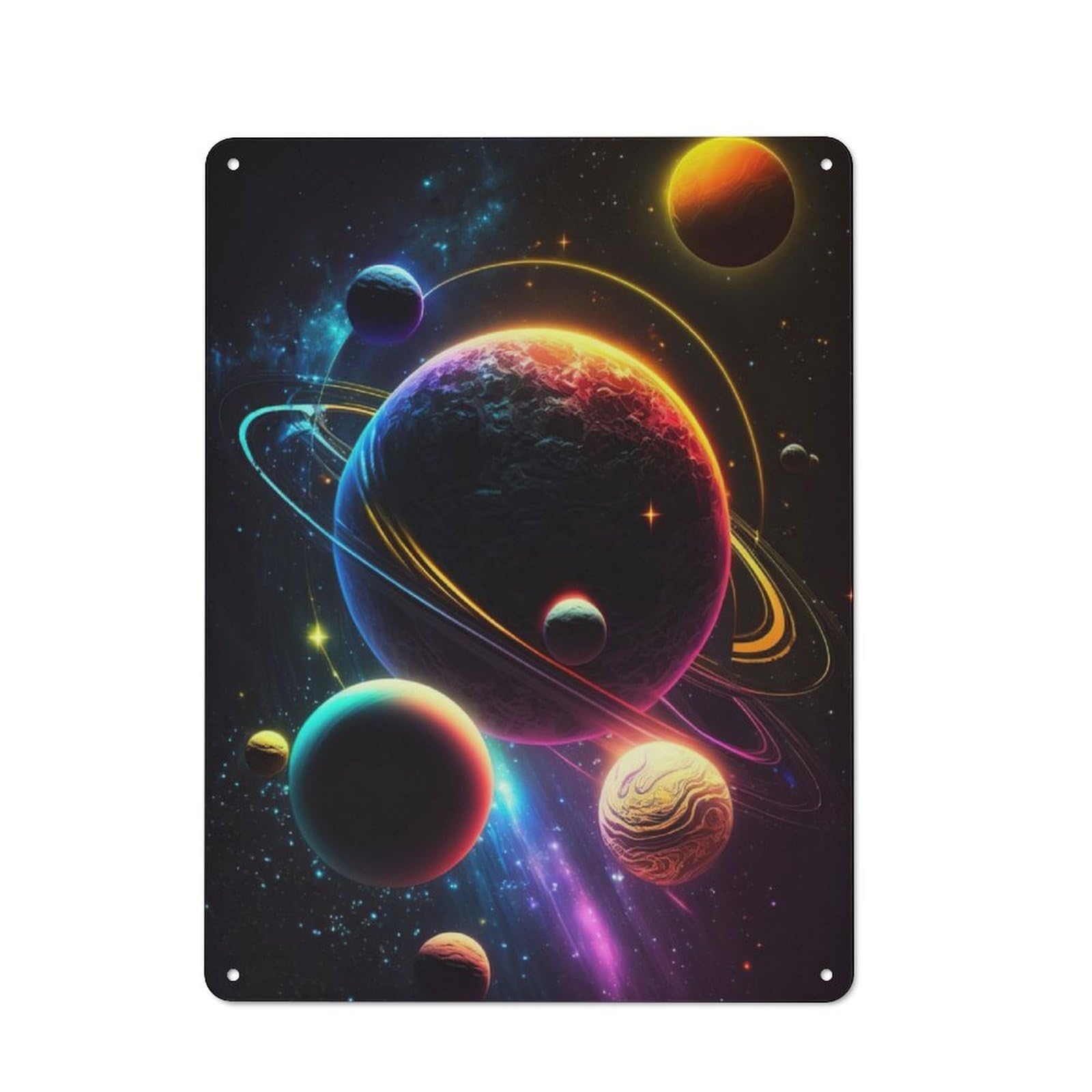 Junmoney Neon Flying Astronomy Retro Tin Wall Plaque 40X30cm For Kitchen Or Home Bar, For Home Interiors, Feature Walls And Decorative Displays