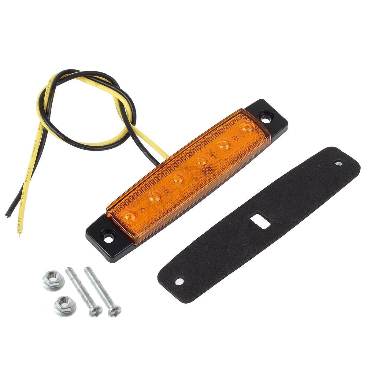 GSRECY 10 Luci LED Laterali 24V Per Camper E Rimorchi - 6 SMD, Gialle, 9,6x2 Cm, E11 - 2