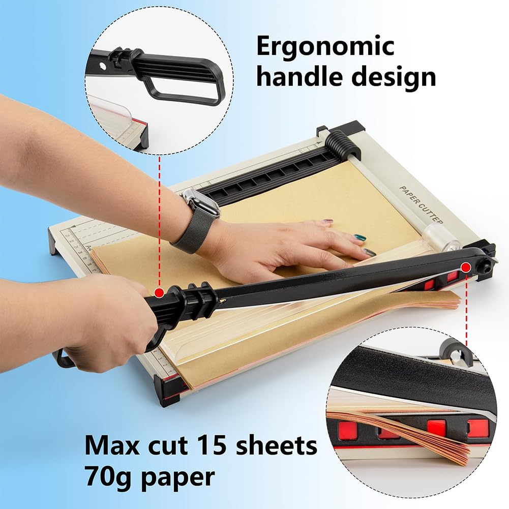 Cortador de papel con protector de seguridad, guía magnética, base resistente para cartulina, cartón, vinilo, manualidades y fotos