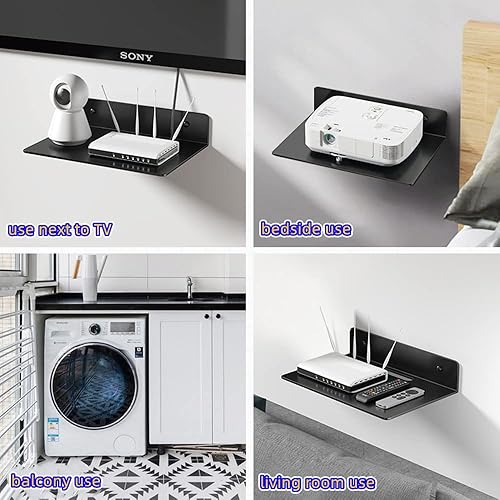 Miniatura 3 de Estantes flotantes de color negro, estante de pared de metal, estantes de exhibición de 12 pulgadas para almacenamiento en pared, amplían fácilmente