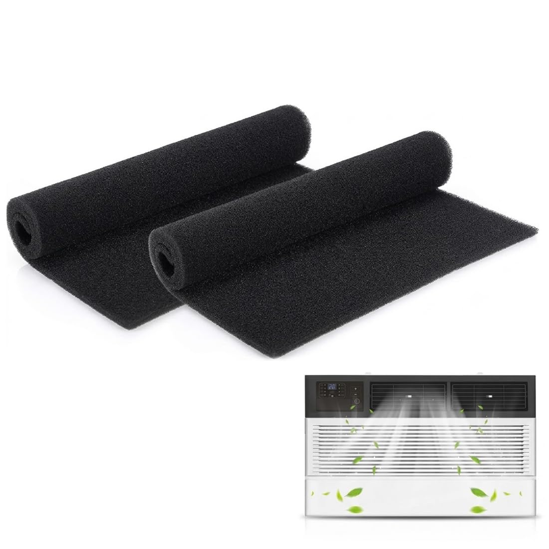 ARHZ 2pcs Cut to Fit Carbon Air Conditioner Filter - 8mm Thick Washable Reusable Air Purifier Filter Sheet, Pre Filter Foam Pad for AC Vents and Home Appliances, 60x 38cm