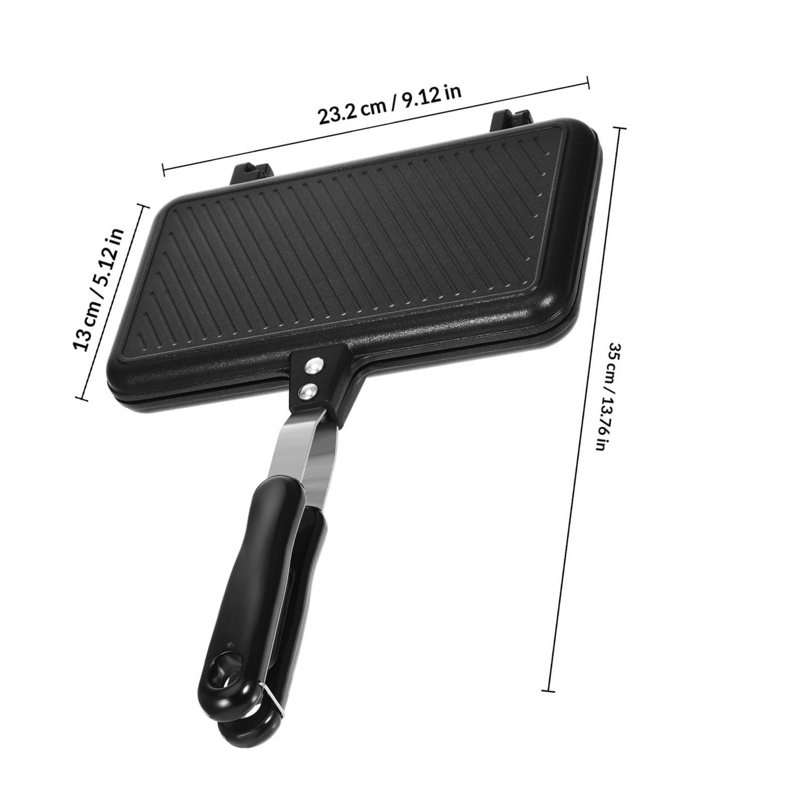 Sartén para Sándwich de Doble Cara Antiadherente Negra de Aluminio