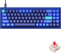 Keychron Q7 70% Layout Hot-Swappable RGB Wired Custom Mechanical Keyboard Compatible with Mac Windows Linux, QMK/VIA Programmable Macro Gateron G Pro Red Switch Double Gasket Kit Full Aluminum-Blue