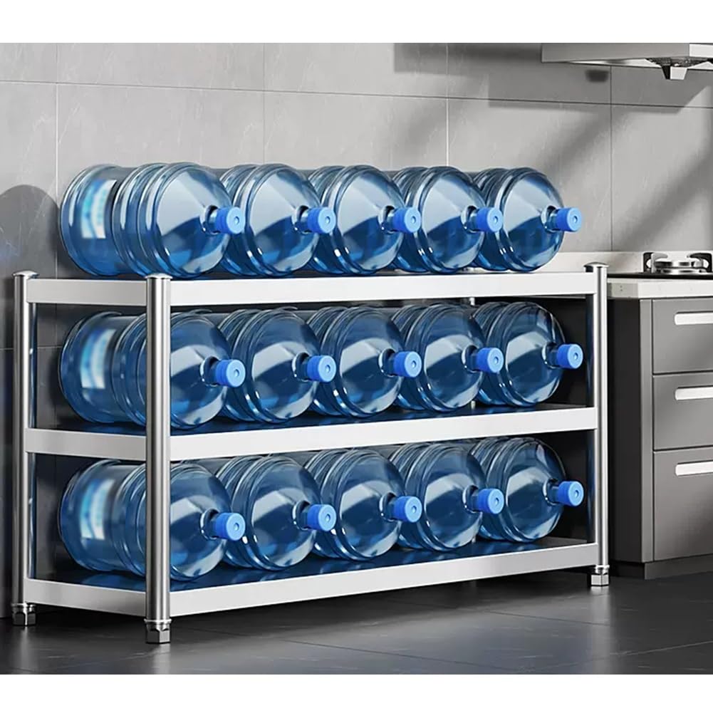 Küchenregal aus Edelstahl, verstellbar, strapazierfähig, 3-stöckig, für Speisekammer, Garage oder Heimorganisation