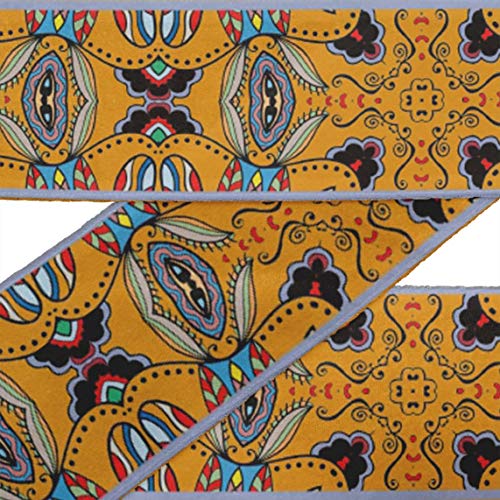 IBA Indianbeautifulart Cordones De Tela Decorativa De Damasco Marroquí Naranja Para Manualidades, Tela De Terciopelo Estampada, Adornos De Cinta De Borde De Costura, 9 Yardas, 2 Pulgadas