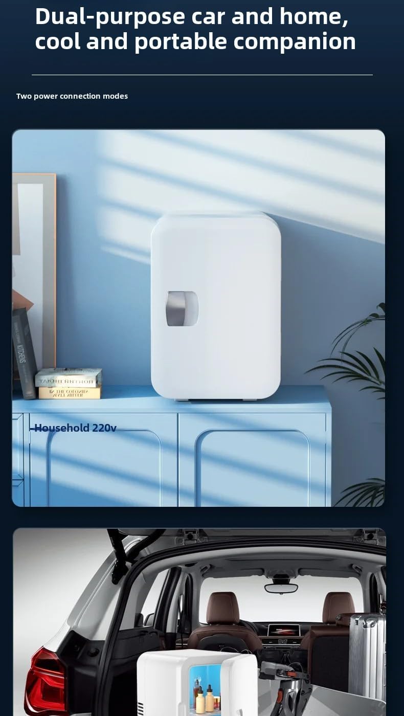 Skincare Fridge - 4L Makeup Mini Fridge with Dimmable LED Light Mirror, Portable Cooler & Warmer Mini Fridge for Bedroom, Car, Office & Dorm - Ideal for Cosmetics - White