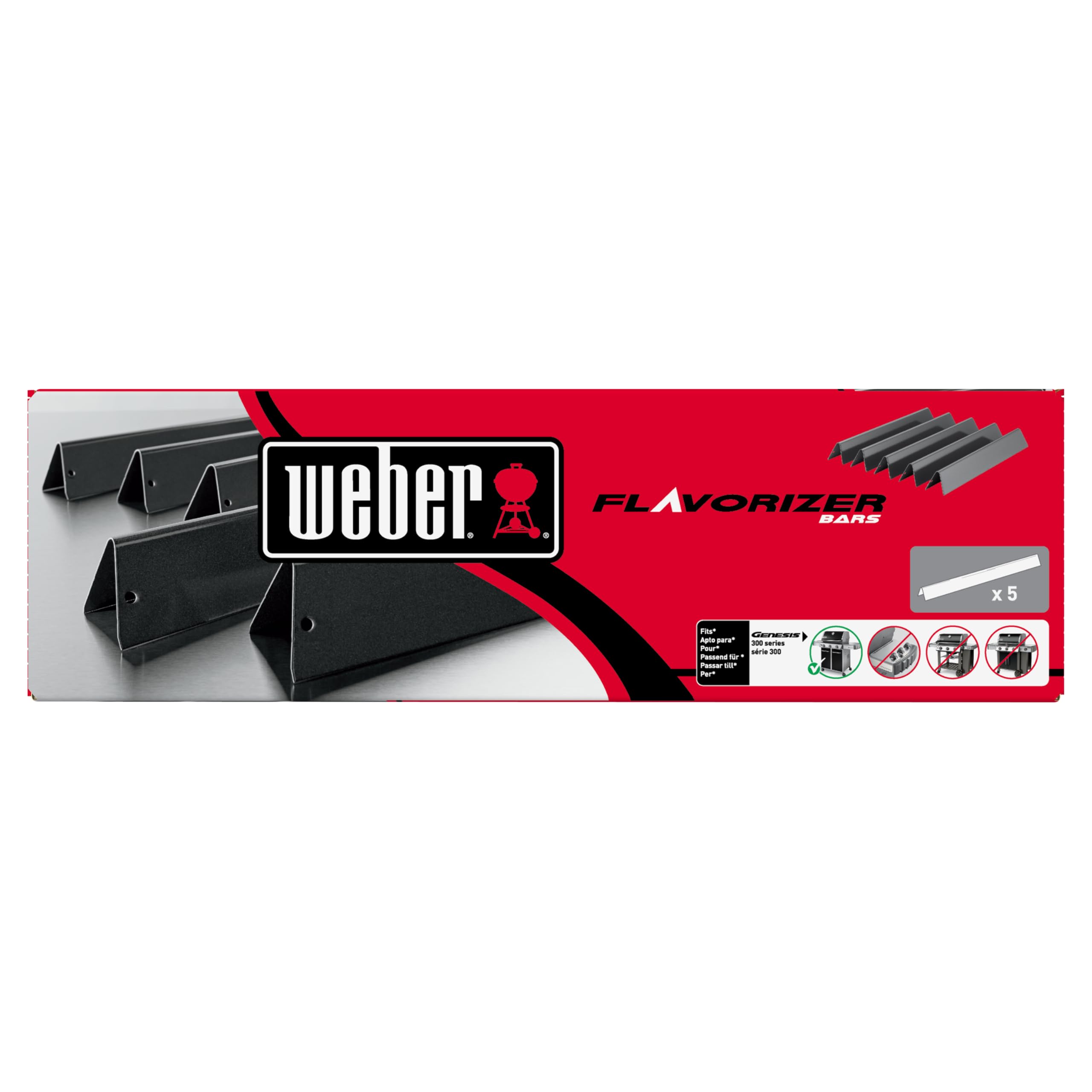 Weber Flavorizer Bars, emailliert, passend für Genesis 300 Serie mit Bedienknöpfen auf der Vorderseite (5er-Set)