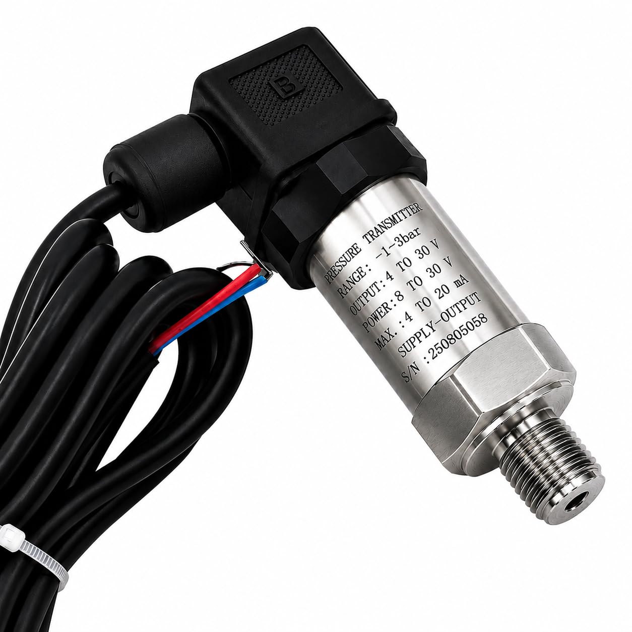 Pressure Transmitter (Pressure Sensor) with Output 4-20mA, 1/4" Bottom Entry, Power 10-30 VDC, Compatible for all Industrial applications, Acc.+/-0.25% (2 meter Wire), Make : PRECISE, -1~3 bar-image-45