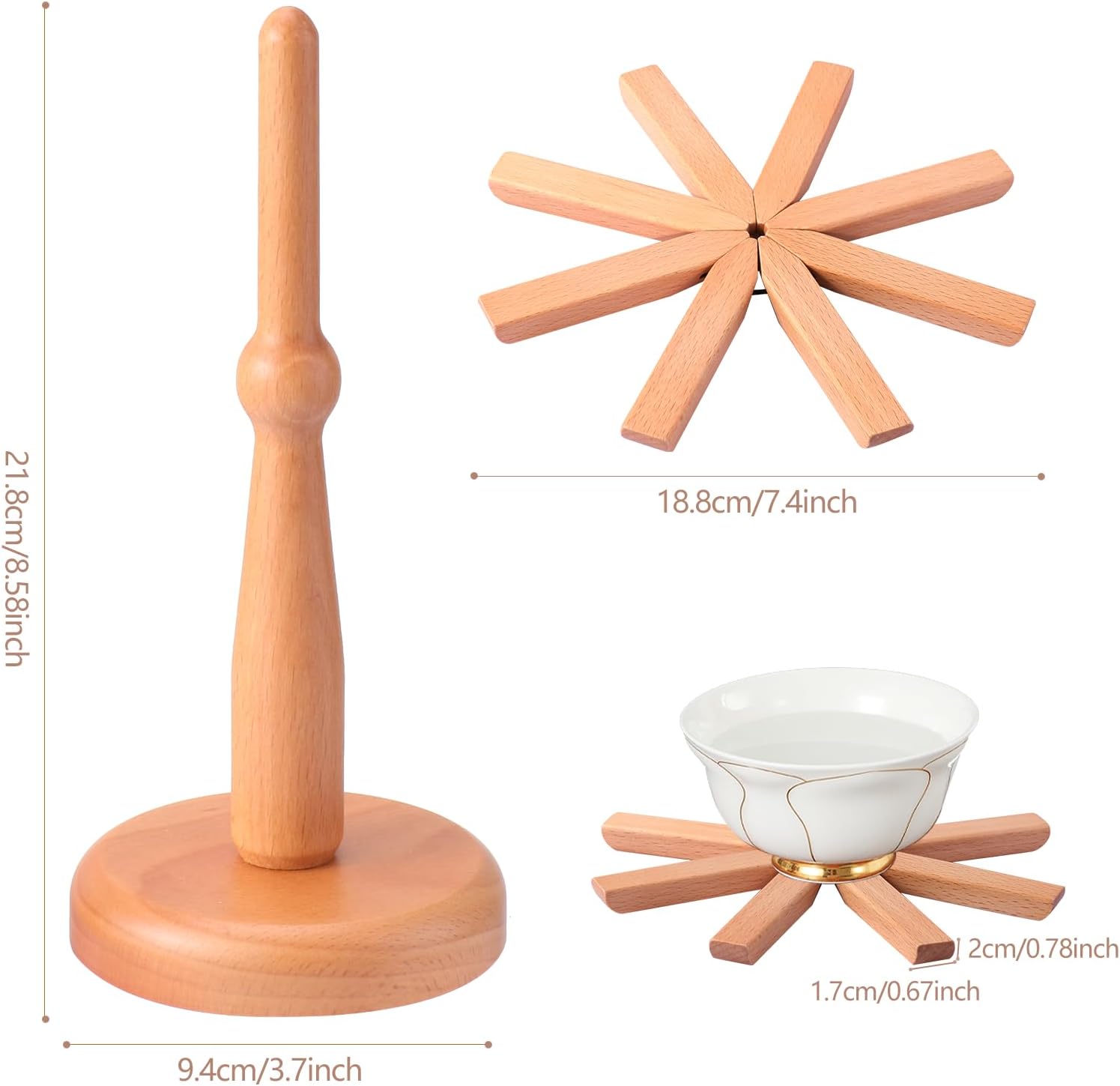 Wooden Trivets for Hot Dishes - 4 Walnut Wood Trivet Tree Shape Table Insulation Mat Set for Hot Pots and Pans Collapsible Coasters Heat Resistant Pads for Kitchen Counter Beech Wood