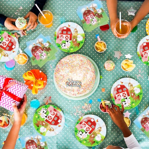 Miniatura 3 de Juego De Vajilla De Fiesta De Granja, 60 Piezas De Decoraciones Para Fiestas De Cumpleaños Con Temática De Granja, Incluyendo Platos, Toallas De Papel Y Vasos, Para 20 Personas