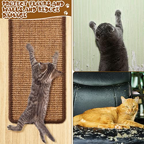 Tuanse 4 PCS Cat Scratcher Mat, 15.7 x 7.8 Inches Sisal Cat Scratching Pad, Horizontal Floor Scratching Pad Rug with Adhesive Loop Tape for Protect Couch and Carpets(Brown) - Thumbnail 4
