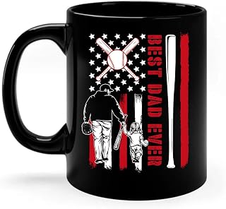 Personalized Coffee Mug For Dad From Kids Personalized Name Dad Ever Softball Mug, Flag Father Daughter Ceramic Cup, Softball Presents, Black Tea Cup Ceramic 11 15oz Gifts For Birthday