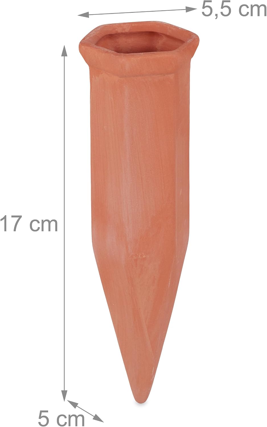 Relaxdays Clay Watering Spikes, Set of 6, Stakes for 1.5 L Plastic Bottes, for Plant Pots & Balcony Beds, Terracotta