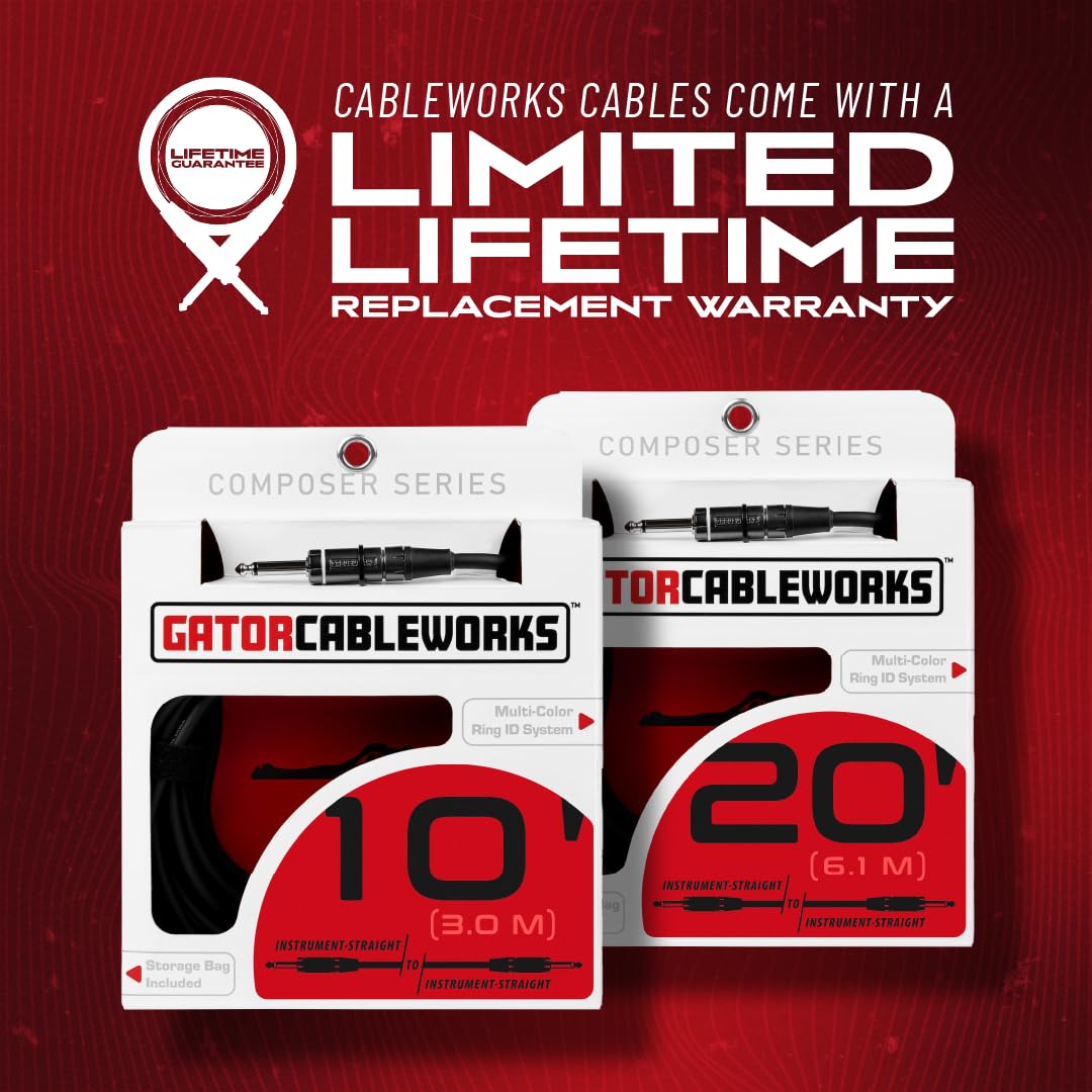 Cableworks By Gator Cases Composer Series - Cable de instrumento recto a recto de 3 pies (GCWC-INS-03)