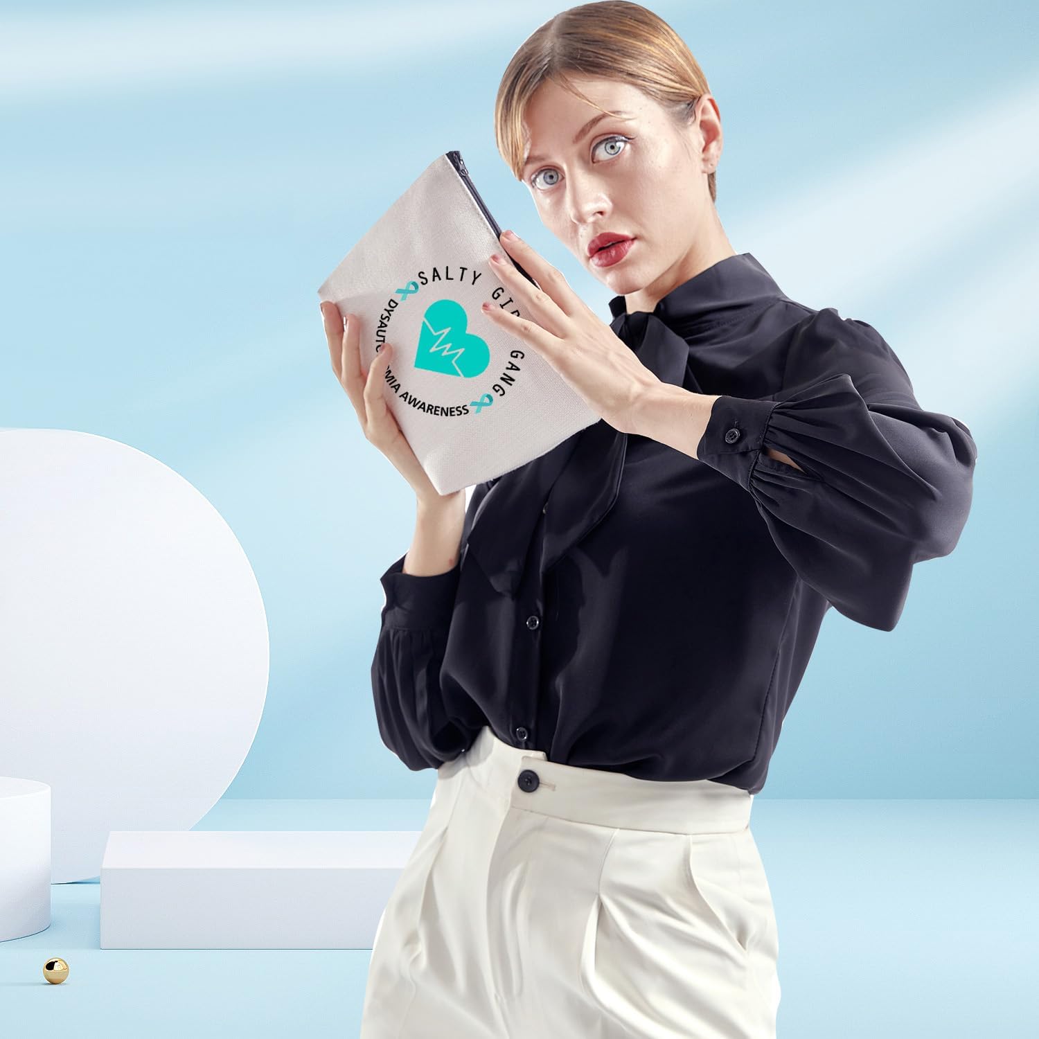 XYANFA Salty Girl Gang Pots Awareness Gift Pots Syndrome Warrior Gift Pots Medical Bag Dysautonomia Awareness Makeup Cosmetic Bag (SALTY GIRL GANG) - Image 4