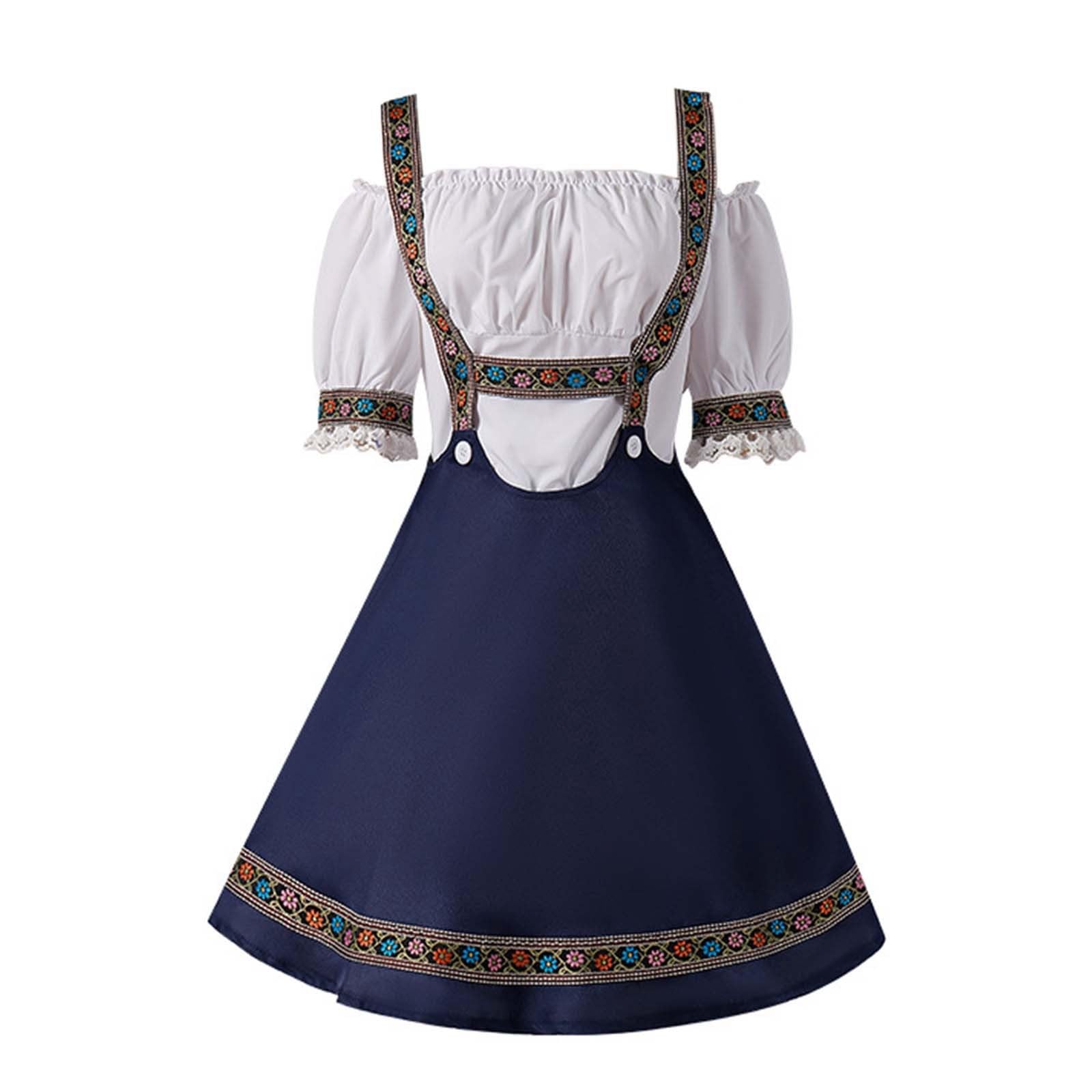 Wenlzhnb Dirndl Damen Midi - Trachtenkleid Für Oktoberfest In Größen S-5XL