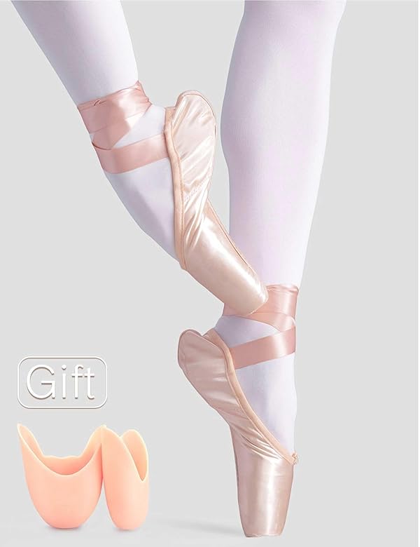Daydance Women's Pointe Shoes Pink Ribbon Ballerina Ballet Shoes with Silicone Toe Pads (Light Pink, 7) by Daydance - Image 7