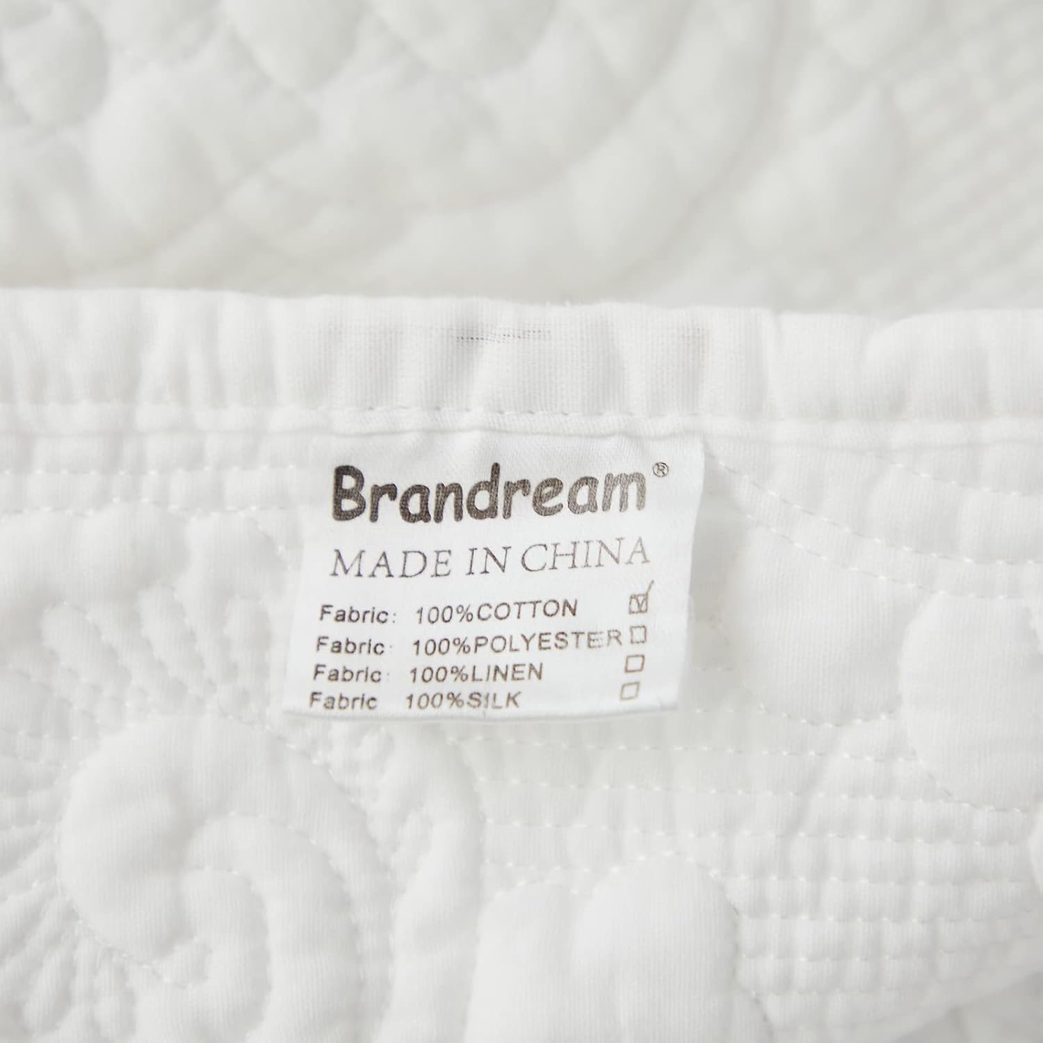 Brandream White Damask Quilted Pillow Shams Cotton Standard Size Pillow Cases Set of 2 Comfy Soft Decorative Pillow Covers - Image 4