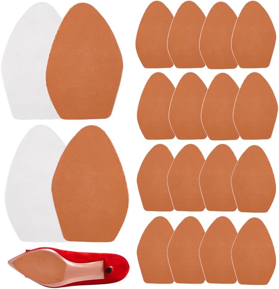 PH PandaHall 20pcs 2 Styles Non-Slip Shoes Pads, 3.2x5 inch Adhesive Shoe Sole Protectors Bottom of Shoes High Heels Faux Suede Anti-Slip Shoe Grips for Sneakers High Heels & Flats, Brown