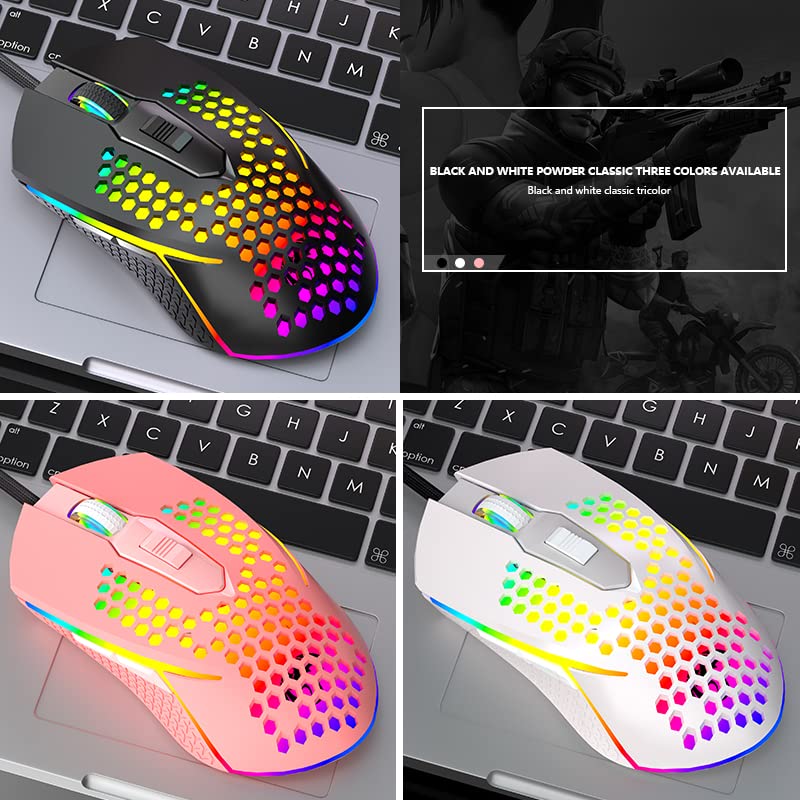 Ratón RGB para juegos Circle Pit rosa con 6 botones programables y 6400 DPI ajustables 3