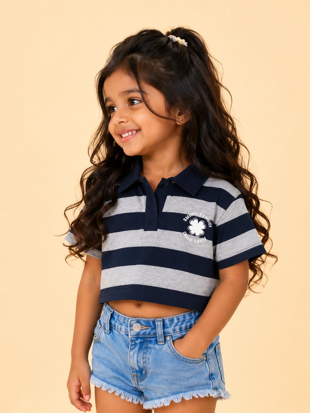 BLOOMUP Girls Navy and White Striped Soft Cotton Clothing Set 2 Years 2
