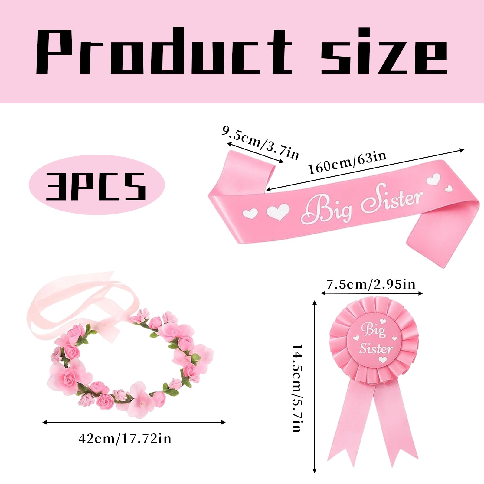 Promoted to Big Sister 3-Piece Accessory Set, Big Sister Gifts with Satin Sash - Image 2