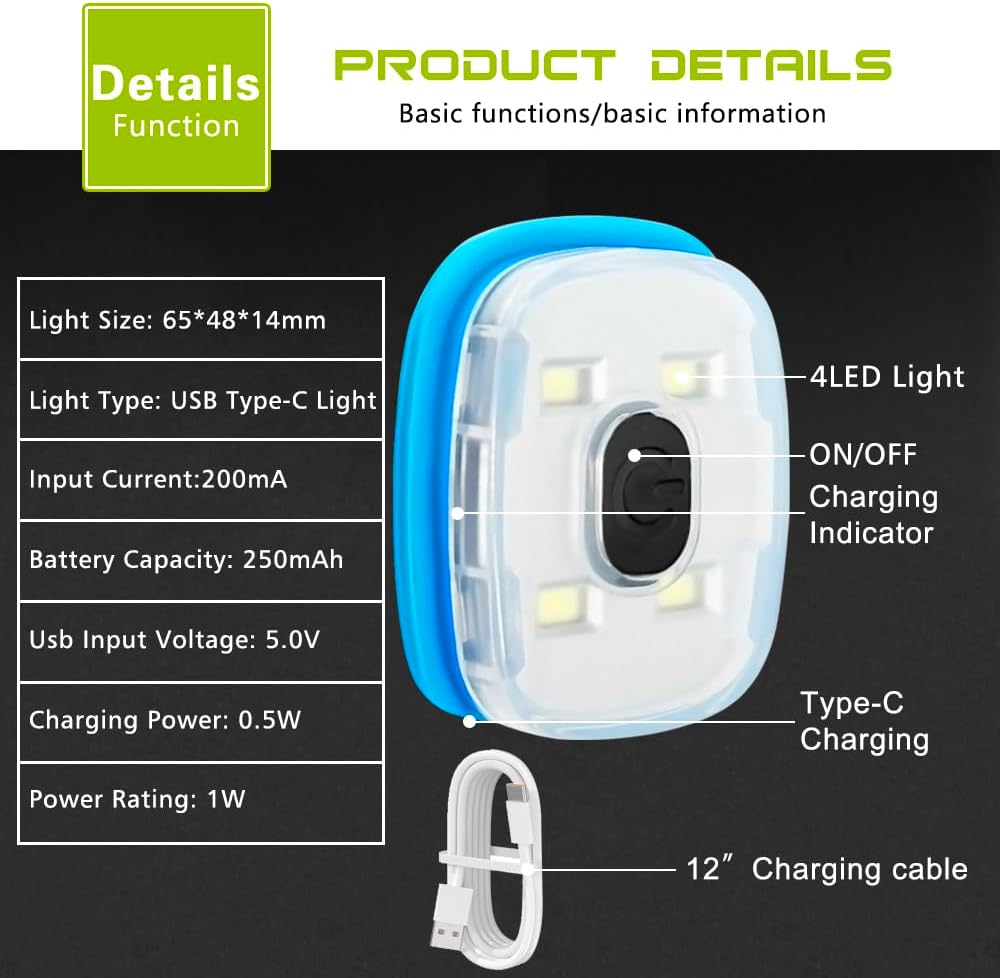 ATNKE USB Type C Rechargeable Light for LED Knit Beanie Hat, Easy Install Quick Release Replaceable Hands Free Headlamp/White Light - Image 4