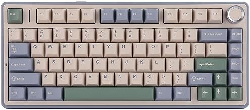 x Aula F75 Gasket Mechanical Keyboard, 75% Wireless Hot Swappable Gaming Keyboard with Five-Layer Padding&Knob, Bluetooth/2.4GHz/USB-C, RGB (Green, LEOBOG Reaper Switch)