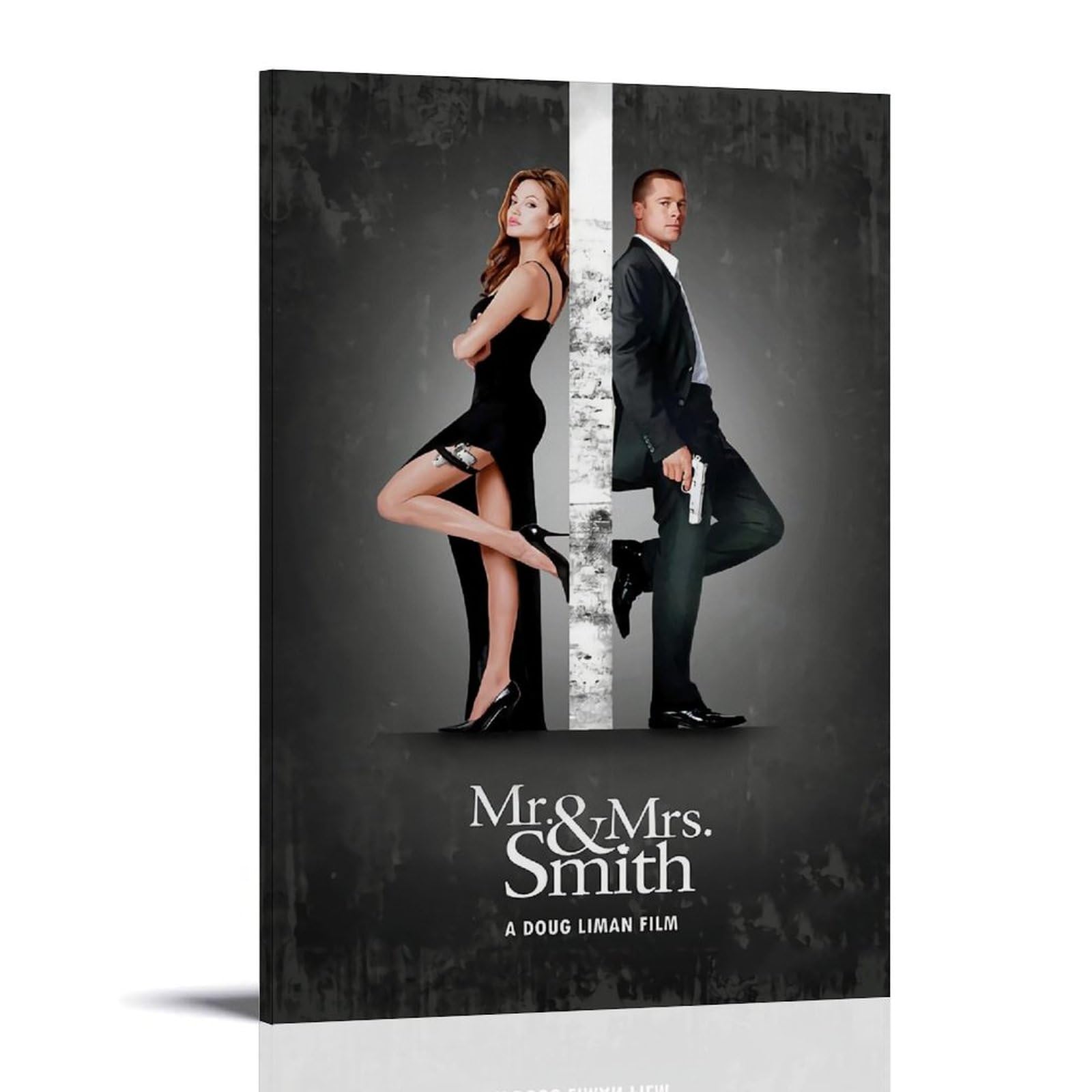 Urauih Frame-Style Mr. & Mrs. Smith Movie Poster Bedroom Living Room Wall Art Deco Poster 16X24inch(40X60cm)