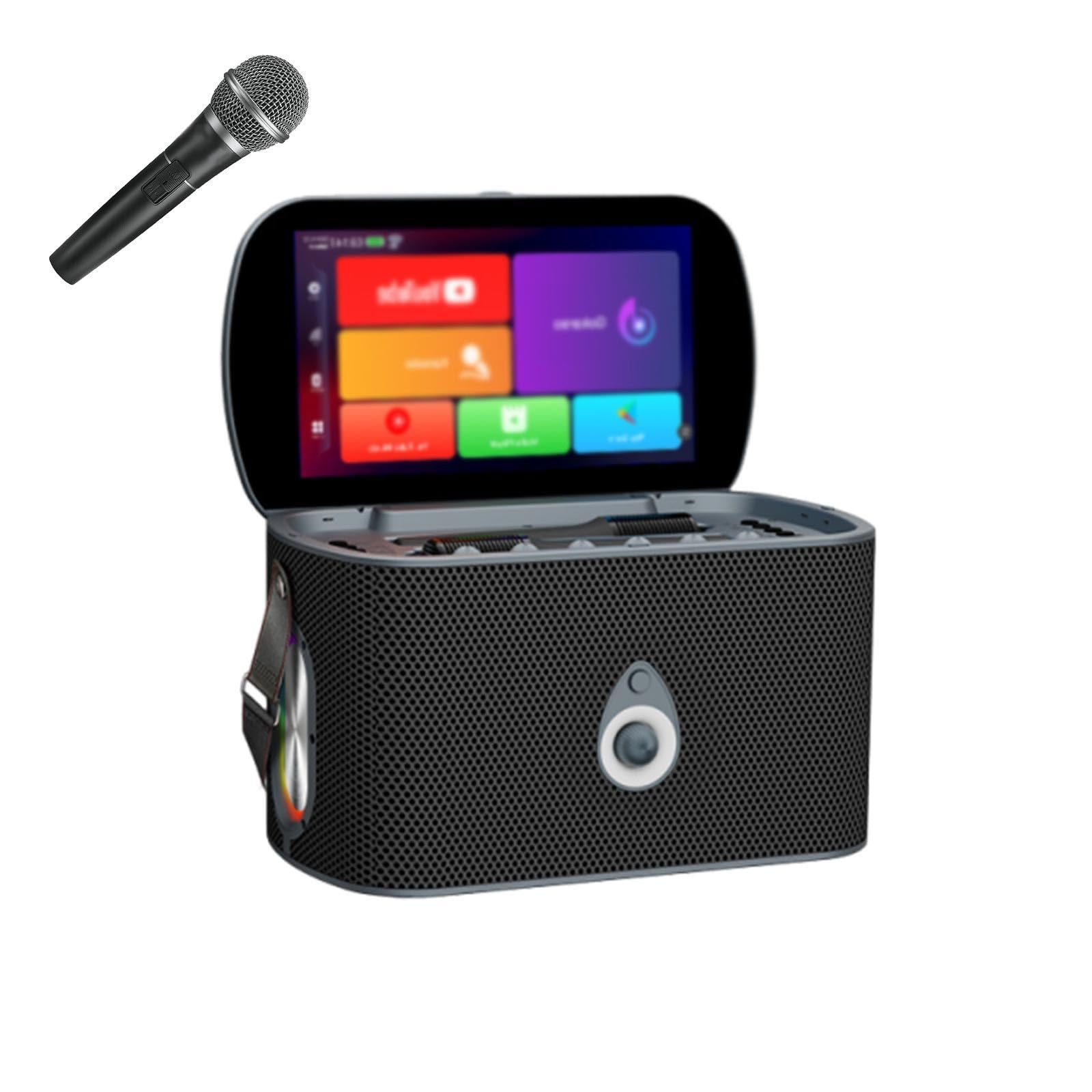 Karaoke Portátil De Karaoke En Casa con Pantalla, Micrófonos Inalámbricos Recargables, Autotune EQ, Altavoz Potente De Tres Vías, WiFi Bluetooth, Reunión Y Cumpleaños