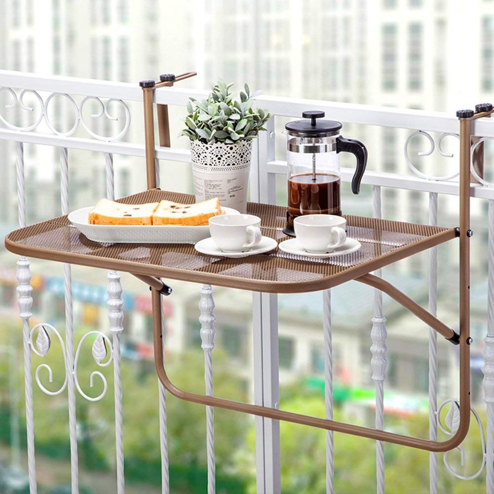 Table de terrasse pliante pour balcon MU avec tablette rangement suspendue réglable