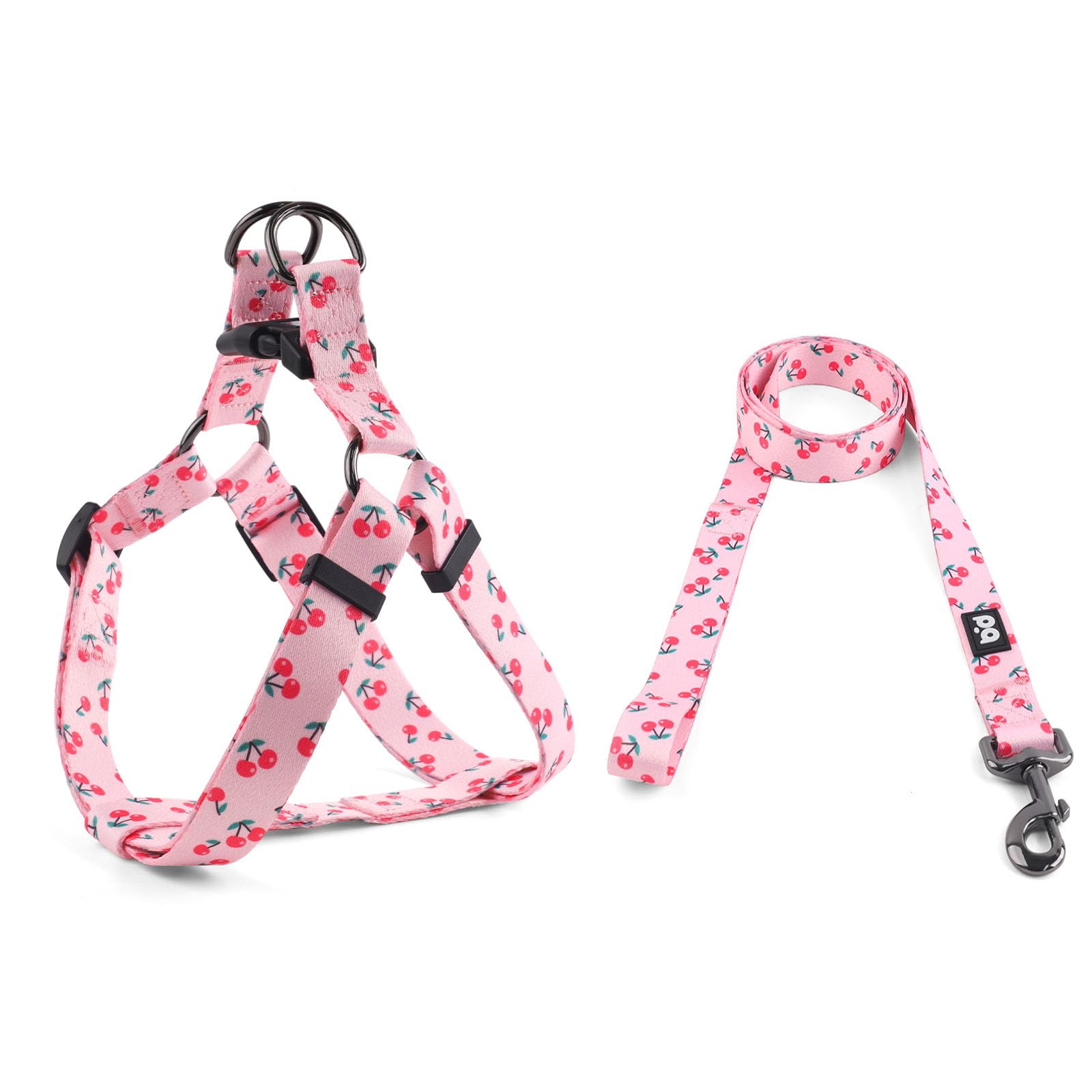 QQPETS Dog Harness Leash Set Adjustable Heavy Duty No Pull Halter Harnesses for Small Medium Large Breed Dogs Back Clip Anti-Twist Perfect for Walking (XS(12"-18" Chest Girth), Sakura Pink)