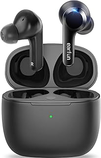 Wireless Earbuds, [What Hi-Fi Awards] EarFun Air Bluetooth In-Ear Headphones with 4 Mics ENC, Sweatshield™ IPX7 Waterproof, Clear Sound, Deep Bass, Wireless Charge, Game Mode, 35H Long Playtime, Black