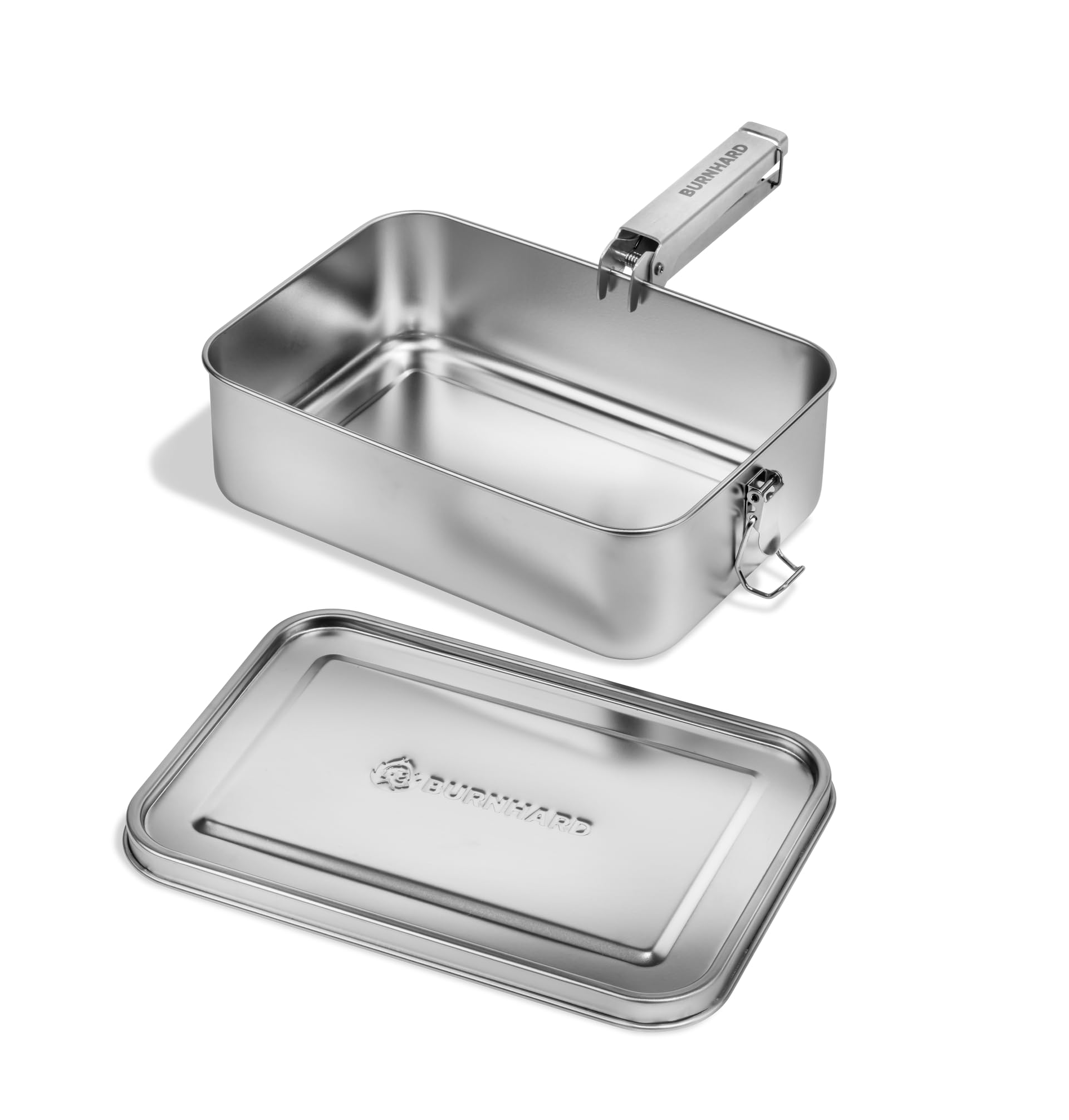 BURNHARD® Camping Kochgeschirr Edelstahl, 2,4 l, All-in-One Cooking | multifunktional, 7,7 x 24 x 17 cm, Universal & JONES-Serie