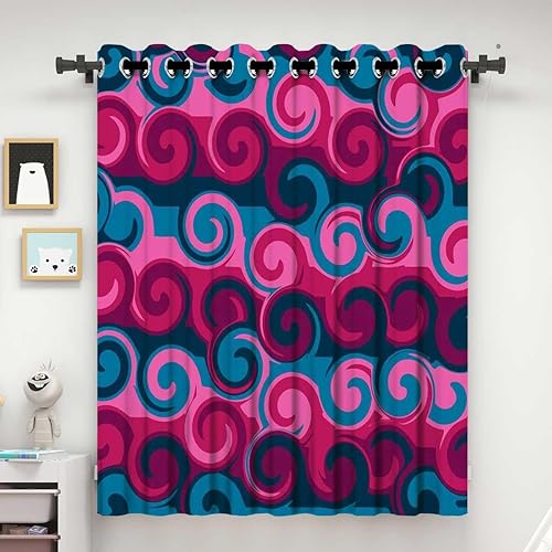 Cortina rosa, rojo y azul para dividir habitación, cortinas modernas para puertas de puerta, cortinas opacas para dormitorio de 80 pulgadas de ancho