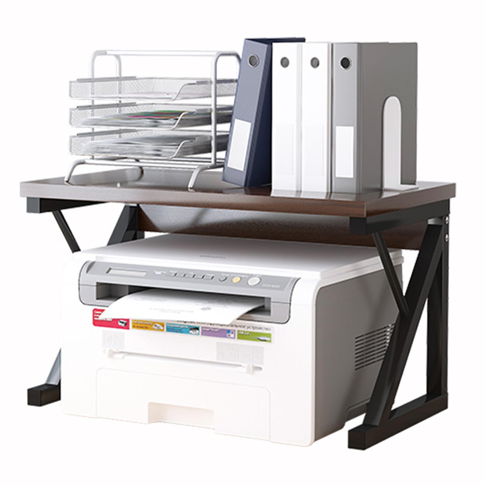 Beauenty Wood Desktop Printer Stand 2 Tier Printer Table Desk Space Organizer (Style 1)