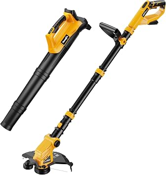 مجموعة ماكينة قص الأعشاب ومنفاخ الأوراق اللاسلكية متوافقة مع بطارية Dewalt 20V Max بدون بطارية، ماكينة قص الأعشاب وآلة قص الأعشاب ذات التغذية التلقائية مقاس 12 بوصة، ماكينة قص الأعشاب الكهربائية خفيفة الوزن وقاطعة الحواف للعشب والحديقة