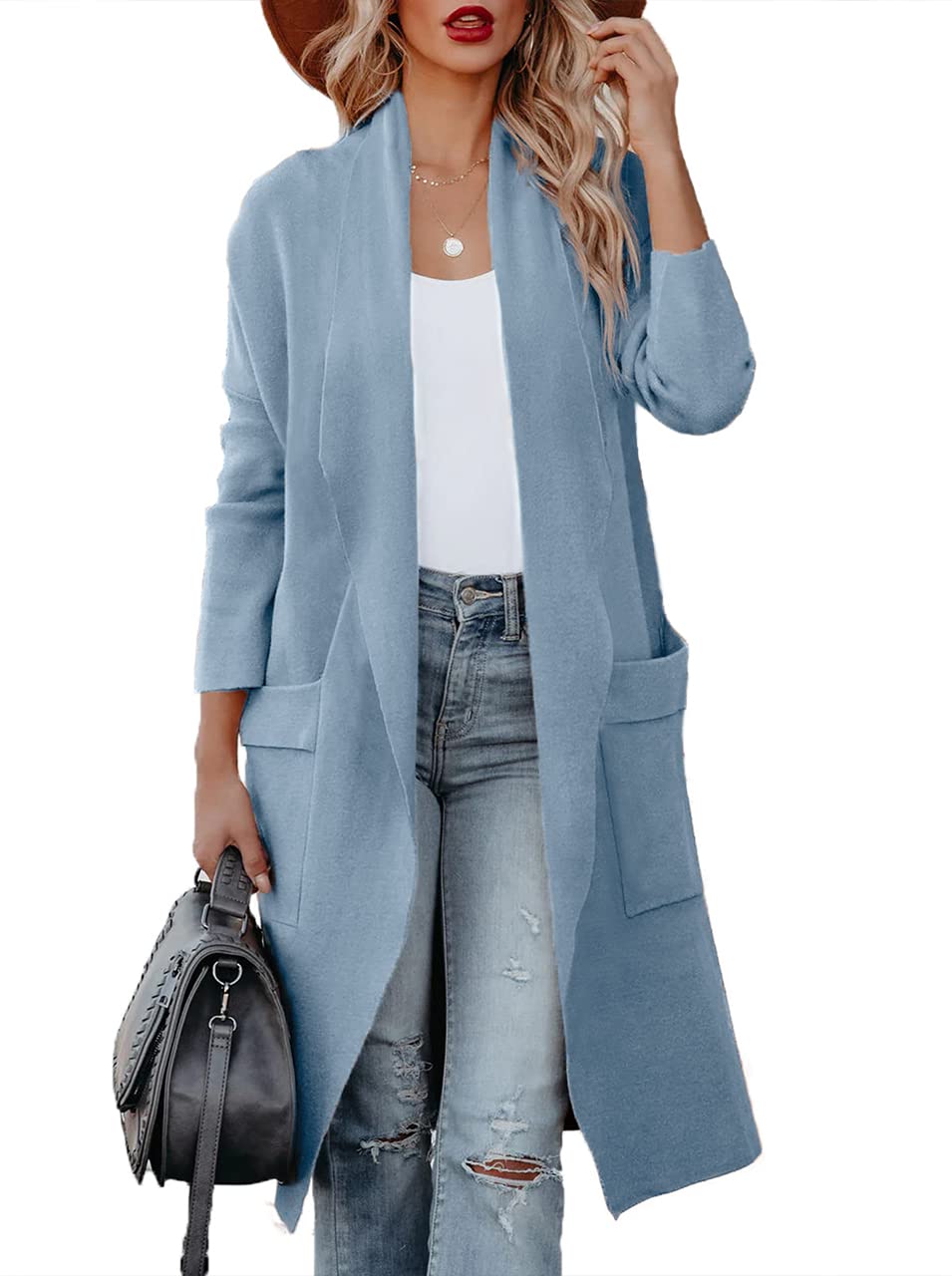 Uusollecy Cardigan Mujer Chaqueta Fina Mujer para Otoño e Invierno Abrigo Informal con Bolsillo Chaqueta de Punto Mujer Chaqueta Punto Mujer