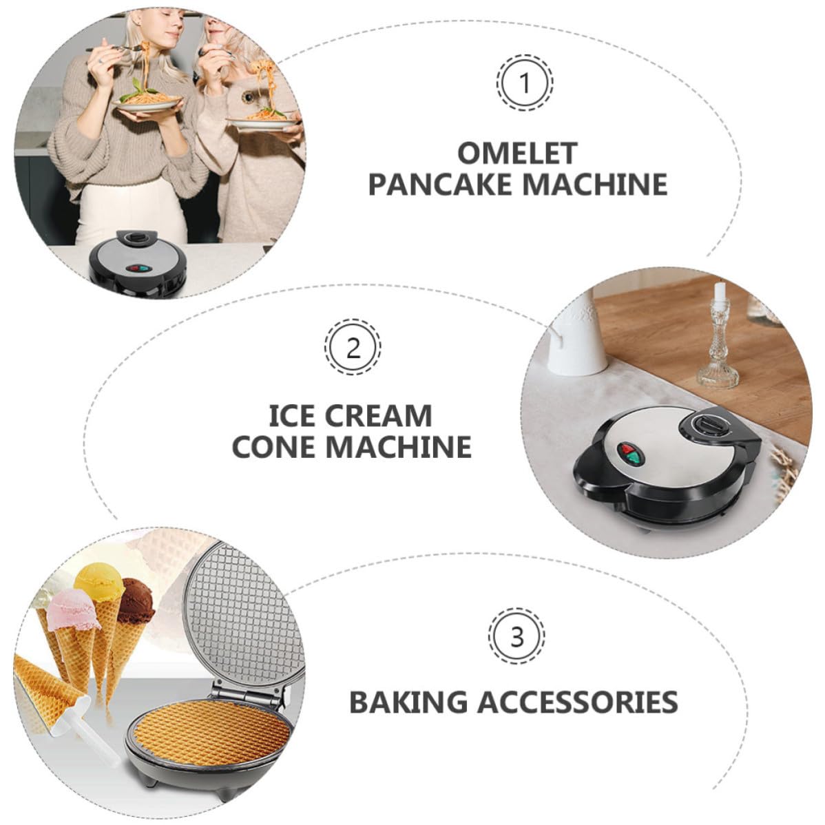 Elektrische Eisrollenmaschine für Zuhause Schwarzes Backzubehör aus Kunststoff und Edelstahl zum Herstellen von Eiscreme und Knusprigen Frühstücksrollen