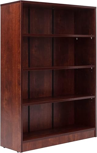 Miniatura 8 de Farini Estantería de cerezo para dormitorio, 4 estantes, estantería de oficina, 48 pulgadas de alto, moderna estantería de madera para sala de