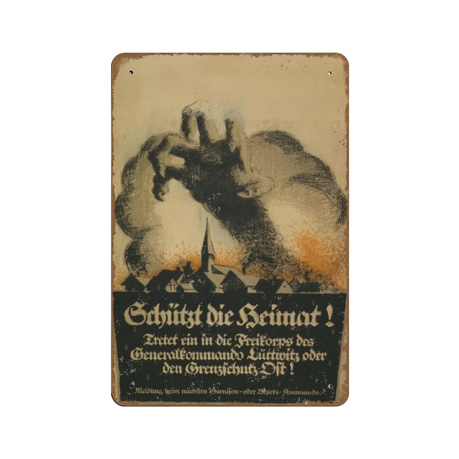 Yivxa Tin-1011 German Wwi 'Protects The Homeland' Vintage German Wwi Propaganda Poster Novelty 8X12 Tin Sign Metal Poster Wall Funny Man Cave Cool Wall Door Plaque New Warning Sign Aluminum Metal Tin Metal Sign
